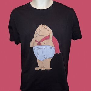 Unisex Hiclol Black Captain Underpants Graphic T Shirt Size XL #14